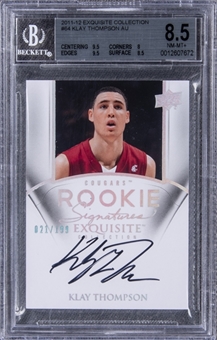 2011-12 UD "Exquisite Collection" Rookie Signatures #64 Klay Thompson Signed Rookie Card (#021/199) – BGS NM-MT+ 8.5/BGS 10